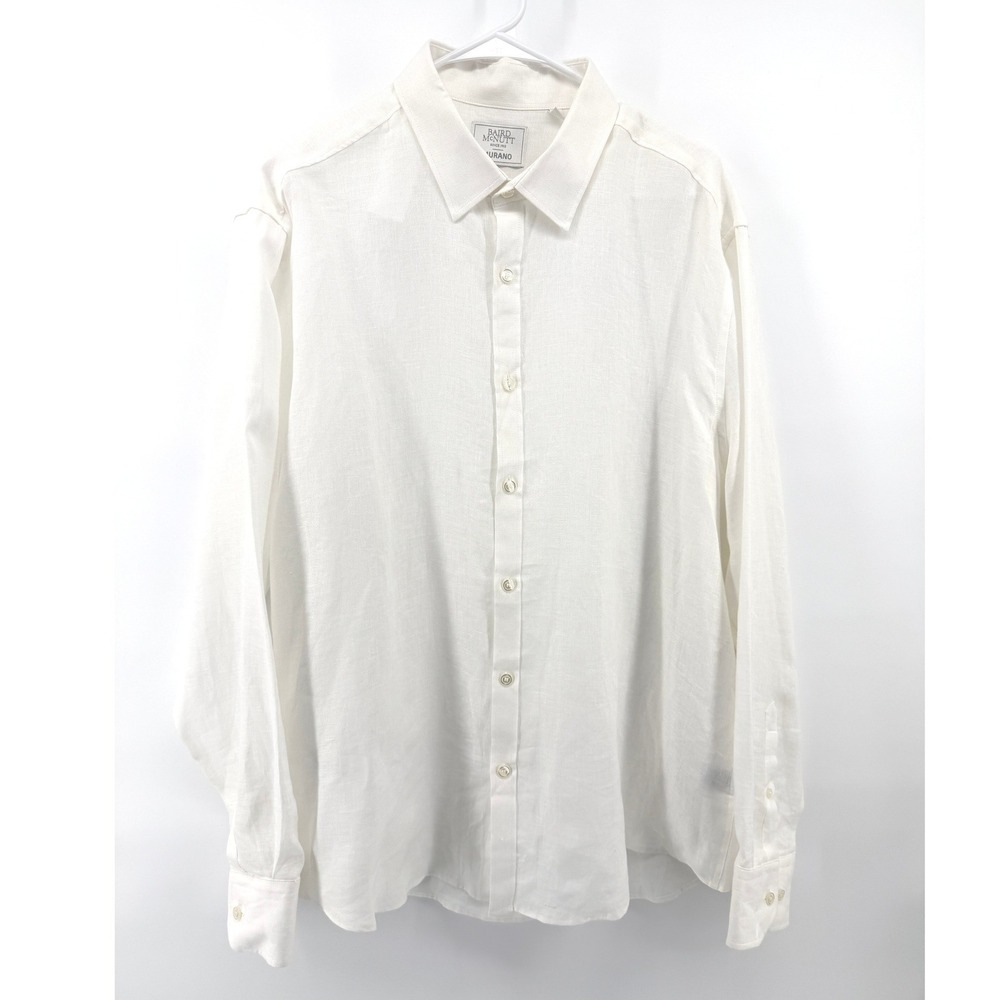 NWT Murano Baird McNutt Irish Linen Shirt Mens XL White Long Sleeve Button Down